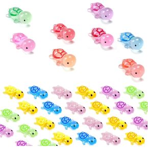 60PCS Luminous Mini Resin Turtles Sea Turtles Figurines Glow in The Dark，Eco-Friendly Resin Miniatures for DIY Crafts, Fairy Garden Decor, Dollhouse Accessories & Terrarium Landscape Design