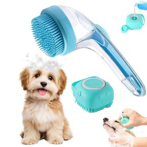 (2-Piece) Dog Shower，Equipped with An Adjustable Circular Handle,Pet Bath Brush with Soap Dispenser,Used for Cleaning Short and Long Haired Dog Scrubber for Bath