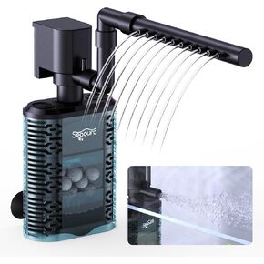 Aquarium Internal Filter，Small Submersible Aquarium Filter ， Aquarium Quiet Electric Filter for 10-30 Gallon Aquariums，Aeration System 100GPH Water Pump