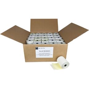 3" x 90' 2-Ply (White/Canary) Bond Kitchen Paper - 50 rolls/case Fits: Toast TKP300, EPSON TM-U220, BIXOLON SRP-275 and STAR SP700 impact printers.