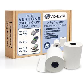 Receipt Paper Roll 2 1/4 X 80 Verifone Vx510 Vx570 Vx610 Vx810 Vx820 (10 rolls)