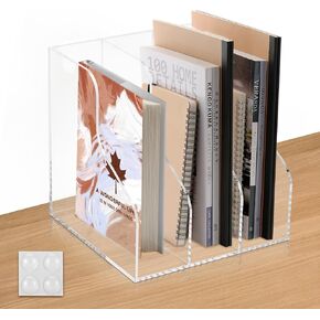 B5 منظم مكتب الأكريليك السميك ، منظم كتب ، حامل كتاب أكريليك ، منظم ملفات أكريليك مجهز برف 3 مقصورات ، مع منصات مقاومة للخدش لحماية سطح المكتب الخاص بك in Kuwait