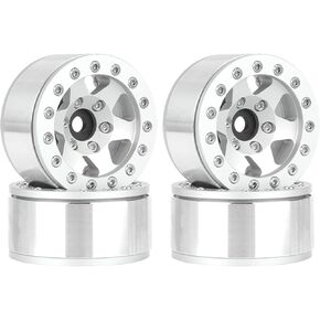 4PCS 1.55 Inch Beadlock Wheel Rims Aluminum Alloy Metal 6Spoke Wheel Rim Hubs Replacement Upgrade Part for 1/10 RC Crawler Car for Axial SCX10 AX90069 D90 TF2 CC01 Tamiya (Gray)