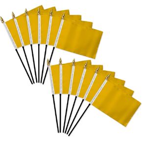 Gold Solid Color 4x6in Stick Flag - 1 dozen pack