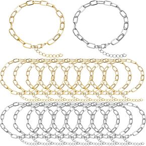 20Pcs Charm Bracelet Chains for Jewelry Making Link Bracelet Chain with Lobster Gold and Silver Clasps Chain Bracelet for Women DIY Jewelry Making Bracelets Chains for Bracelets Crafts Supplies