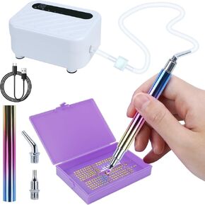 Electric Diamond Painting Pen, Wireless Diamond Art Tool with 3 Adjustable Suction Level, 6-12Hrs Battery Life for Adults & Kids, Vacuum Diamond Painting Pen Kits Without Wax (White)