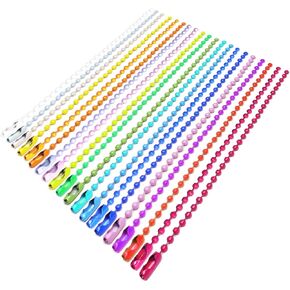 200Pcs Ball Beads Chain, 4.72 Inch Keychains Ball Chains, 12cm Mixed Color Dog Tag Metal Chains, Metal Hanging Chains for DIY Craft Jewelry Pendant Christmas Ornaments