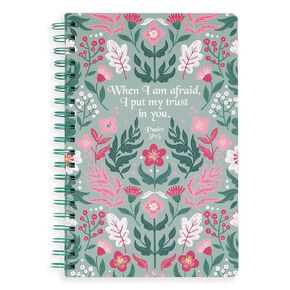 Steel Mill & Co Cute Floral Spiral Notebook Journal for Notes, 10.5" x 7.5" Sermon Notes and Church Notes Journal for Women with Durable Hardcover and 60 Lined Pages with Prompts (Put My Trust in You)