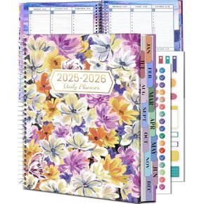 CAGIE Planner 2025-2026 Monthly (July 25-June 26), 12 Month Academic Planner 8.5"x11", Large Academic Calendar with Hourly Timeslot, Monthly Tab, Spiral Binding, Bookmark, Purple