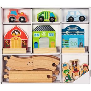 Wooden Train Set for Toddler, 40 Pcs with Wooden Tracks fits Thomas, fits Brio, fits Chuggington, fits Melissa and Doug - Expandable, Changeable Train Toy for 3 4 5 Years Old Girls & Boys