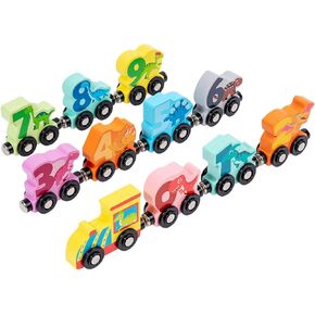 Christmas Wooden Train Set with Dinosaur Toys, 14 PCS Magnetic Dinosaur Train Number Matching Color Sorting Sensory Toys Gift for 3-5 Years Old Kids (Christmas Train)