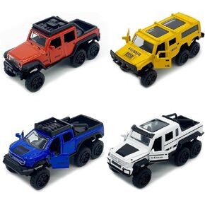 4 PCS Pull Back Off-Road Cars,Die-cast Metal Toy Vehicles with Openable Doors for Kids Boys Girls