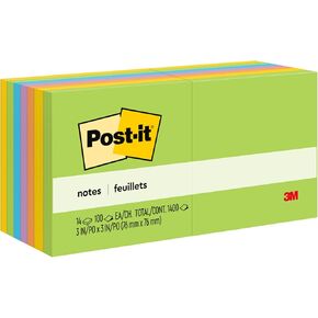 Post-it Notes, 3 in x 3 in, 14 Sticky Notes Pads, 100 Sheets per Pad, Floral Fantasy Collection, School Supplies and Oﬃce Products