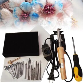 Fabric Flower Maker Set with 18 Ironing Heads, DIY Floral Leaf Ironing Tool, Electric Artificial Flower Making Tools, 80-300℃ Adjustable Temperature