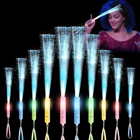28 Pcs Sparkler Firework Sticks Glow Fiber Optic Wands, LED Flashing Sticks Light Up Toy for Kids Adults, Glow in The Dark Party Favor Supplies Bulk Rave Magic Decoration for Wedding Halloween Easter