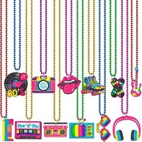 48PCS 80s Party Decorations Favors: Retro Disco Rock Beads Bulk for Women, 1980s 80's Theme Accessories Supplies