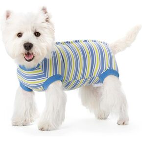 Dog Surgery Recovery Suits, Dog Recovery Suit for Male/Female, E-Collar & Cone Alternative Surgical Suit for Small and Medium Dogs After Surgery, Striped Dog Onesie Pajamas in Kuwait