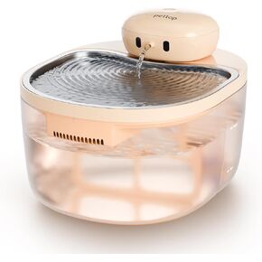 Pettop® Pumpless Cat Water Fountain - 102oz/ 3L - صينية من الفولاذ المقاوم للصدأ - بطارية 3600mAh تعمل مع مستشعر الحركة - الأسهل للتنظيف