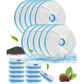 Rantizon Cat Fountain Fountain Fountain 10 Pack Cat Fountain Fulter Plater ، نظام ترشيح من 5 مراحل نشط