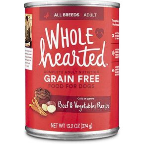 WholeHearted Grain Free Adult Beef and Vegetable Recipe Wet Dog Food, 13.2 oz., Case of 12