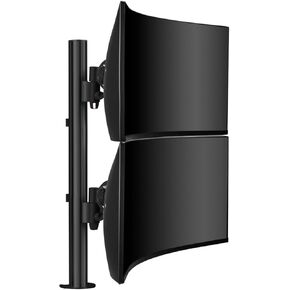 Atdec AWMS-2-LTH75-H-B Dual Stack Heavy Monitor Desk Mount - Flat and Curved up to 49in - VESA 75x75, 100x100 - Tool-Free Adjustable Monitor Height, tilt, pan - Quick Display Release, Black