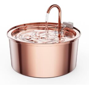 Tomxcute Cat Water Fountain Stainless Steel - 108oz/3.2L Cat Fountain for Drinking- Large Capacity Pet Water Fountain - Copper Surface
