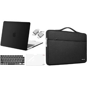 MOSISO Compatible with MacBook Air 13.6 inch Case 2022 2023 2024 Release M3 A3113 M2 A2681 with Touch ID, Plastic Hard Shell Case&Keyboard Cover&Screen Protector&Type C&Polyester Bag with Belt, Black