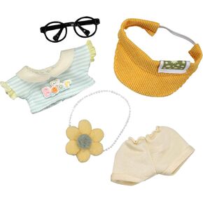 Clothes Set for 17cm Dolls, Glasses, Hat & Overalls Set for 17cm Accessories Suit, Cute Clothes for Dress up Unique Style