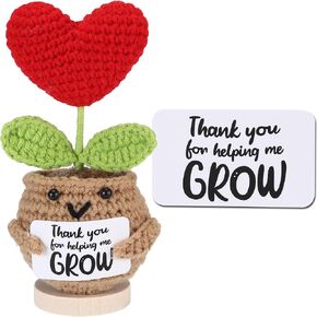 Sea Team Handmade Positive Cactus Crochet Doll with Emotional Support Card, Knitted Succulent Potted Plant, Christmas Decoration, Appreciation Gift for Coworker, Friend, Bestie, Teacher