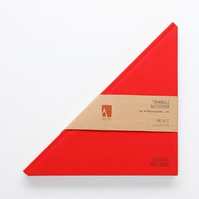 Triangle Notebook - Fabric Hardcover Notebook - Unique Design (Red- Ivory Paper)