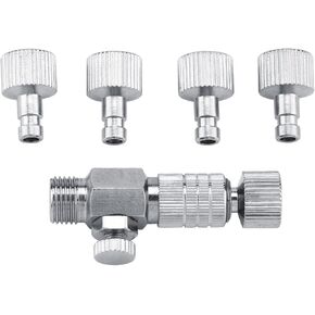 Airbrush Quick Connect Fittings, 1/8in Airbrush Quick Disconnect, Metal Quick Connect Airbrush Adapter Set, Adjustable Air Brush Fitting with 4Pcs Male and Female Fittings