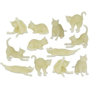 Accoutrements Archie McPhee Itty Bitty Glow Cats - Bag of 12 Glow-in-The-Dark Vinyl Kitties in 6 Adorable Styles for Cat Lovers and Crazy Cat Ladies, Green