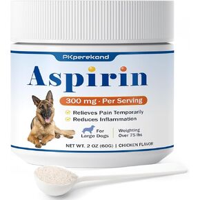 Dog Aspirin for Large Dogs, Anti-Inflammatory and Pain Relief Supplement, Joint Discomfort Relief, Pain Reliever for Dogs, Chicken Flavored Powder, 300mg per Serving, 2 OZ/Scoop Included