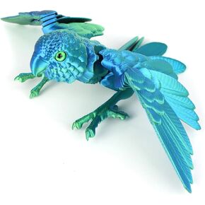 3D Printed Parrot Model, 3D Printed Fidget Animals,3D Crystal Parrot Flexible Joints Home Decor Executive Desk Toys,Home Office Decor Executive Desk Toys for Autism/ADHD (Green)