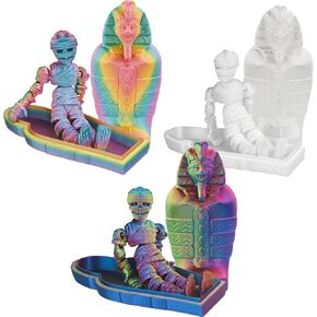 3D Printed Mummy Set, 3Pcs Fidget Toy, Ancient Egyptian Articulated Horror Toy, Stress Relief, Exquisite Decoration for Home and Office