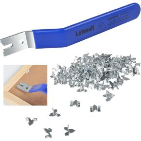 Glazier Point Driver Tool, Glazier Setting Tool with 120 Glazing Push Points, Glazing Push Point Driver Tools with Blue Rubber Grip for Wooden Framing Backing Glass Picture Cross Stitch