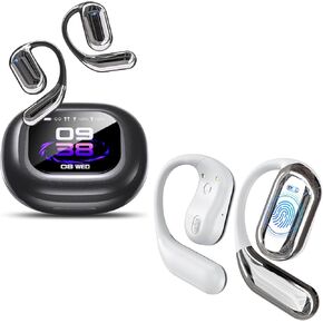 EUQQ AI Language Translation Earbuds and Open Ear Headphones(Black+White)