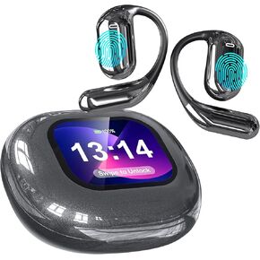 AI Translation Earbuds Real Time - Translator Earbuds for 144 Languages, LCD Touch Screen, Open-Ear Design, Translation Headphones, Audífonos Traductores,Perfect for Travel,Business & Learning - Black