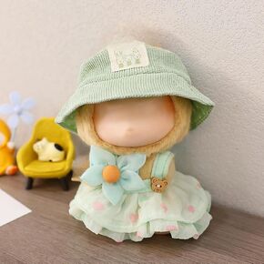 Clothes for Labubu(NO Doll)，3 Pieces Dress Outfit Set for 6.7inch（17cm） Doll Suit,Clothes Accessories for 1st/2nd/3rd Gen Doll Play，Blue Overalls is More Peaceful and Trustworthy(Sweater)