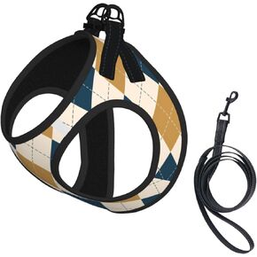 American Star Flag No Pull Dog Harness and Leash Set, Reflective Vest for Small Dogs, Adjustable Breathable Cute Classic Mesh Puppy Harness for Walking Hiking,Medium