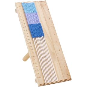 PH PandaHall Wood Weaving Loom Kit Rectangle Jewelry Craft Weaving Looms DIY Hand-Knitting Weave Wooden Knitting Loom Tools for Adult Beginners Crochet Craft Lovers, 3.9x7.9x8 inch