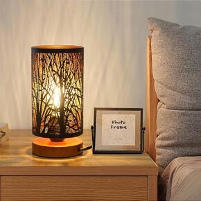 Small Industrial Table Lamps Dimmable, Bedside Lamps for Nightstand,End Table Side Desk lamp with Rustic Black Metal Cage Lampshade for Bedroom, Kids Room Living Room 2700K LED Bulb Included