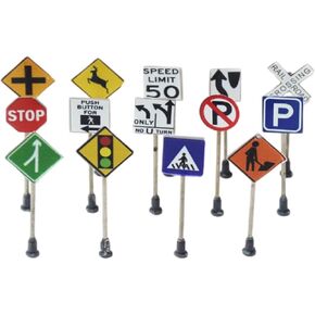14x Mini Traffic Sign Models Road Signs Children Play Set Traffic Light Model Toys for Kids Models for Educational Play