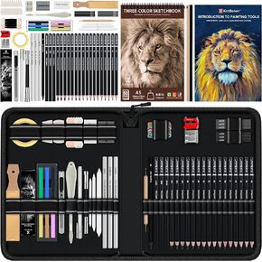 112 PCS Professional Drawing Set – Sketch Kit with Graphite & Charcoal Pencils, 3-Color Sketchbook, Art Supplies for Shading & Blending – Ideal for Artists, Adults, Teens & Beginners