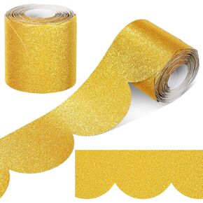 65.6 ft Glitter Bulletin Board Borders Black Scalloped Borders for Classroom, Decorative Bulletin Board Trims for School Classroom Chalkboard Office