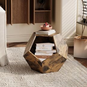 25.98'' Cat Kennel Side Table, Shaped Modern Pet Furniture, MDF Multi-Purpose Furniture, Colored Flower Oak
