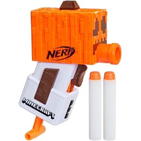 Nerf Microshot Minecraft Snow Golem Mini Blaster, Minecraft Snow Golem Mob Design, 2 Official Nerf Elite Darts with Priming Handle F6132