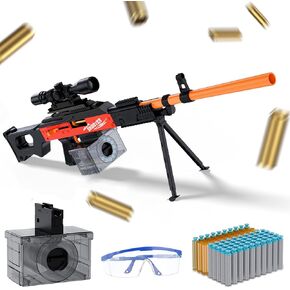 Toy Gun with Soft Bullets Shell Ejecting, Automatic Foam Blasters Guns with 60 Bullets,Sniper Gun with Scope, Toy Gun for Kid Age 15+, Birthday Gift, Red