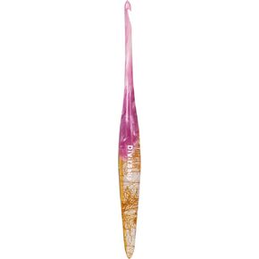 Divit Shilp Ergonomic Handle Crochet Hooks | Handcrafted 7’’ Resin Crochet Hook Knitting Needle, Craft Yarn Weave | Best Gift! (Purple & Golden) (5 mm)