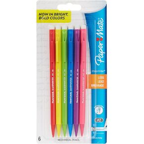 Paper Mate Sharpwriter Mechanical Pencils, #2 Lead, 0.7 mm, Assorted Barrel Colors, Pack Of 6